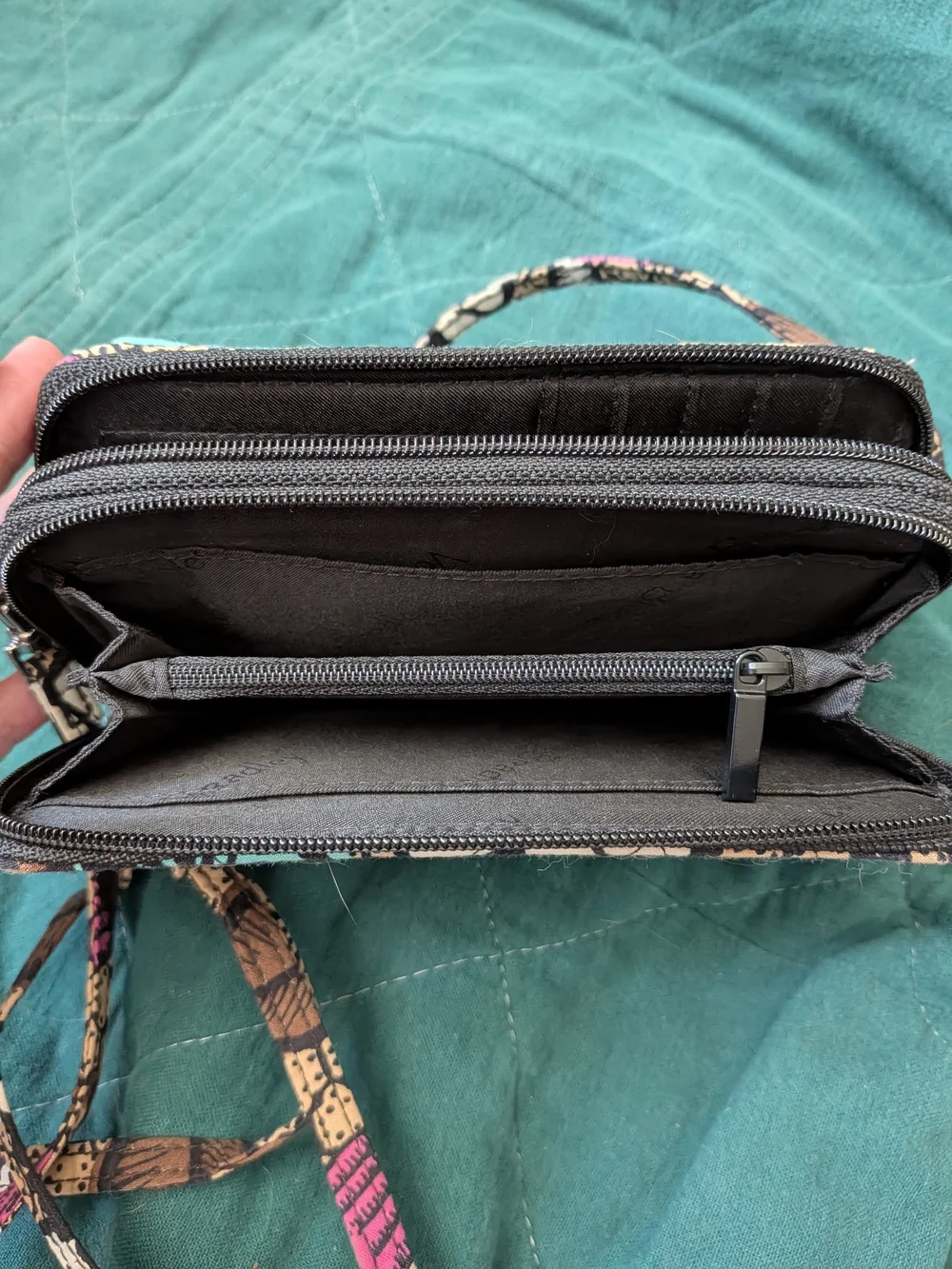 Vera Bradley Floral Quilted Crossbody in Teal Pink - Picture 3 of 3